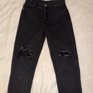 SHEIN Black High Rise Distressed Jeans